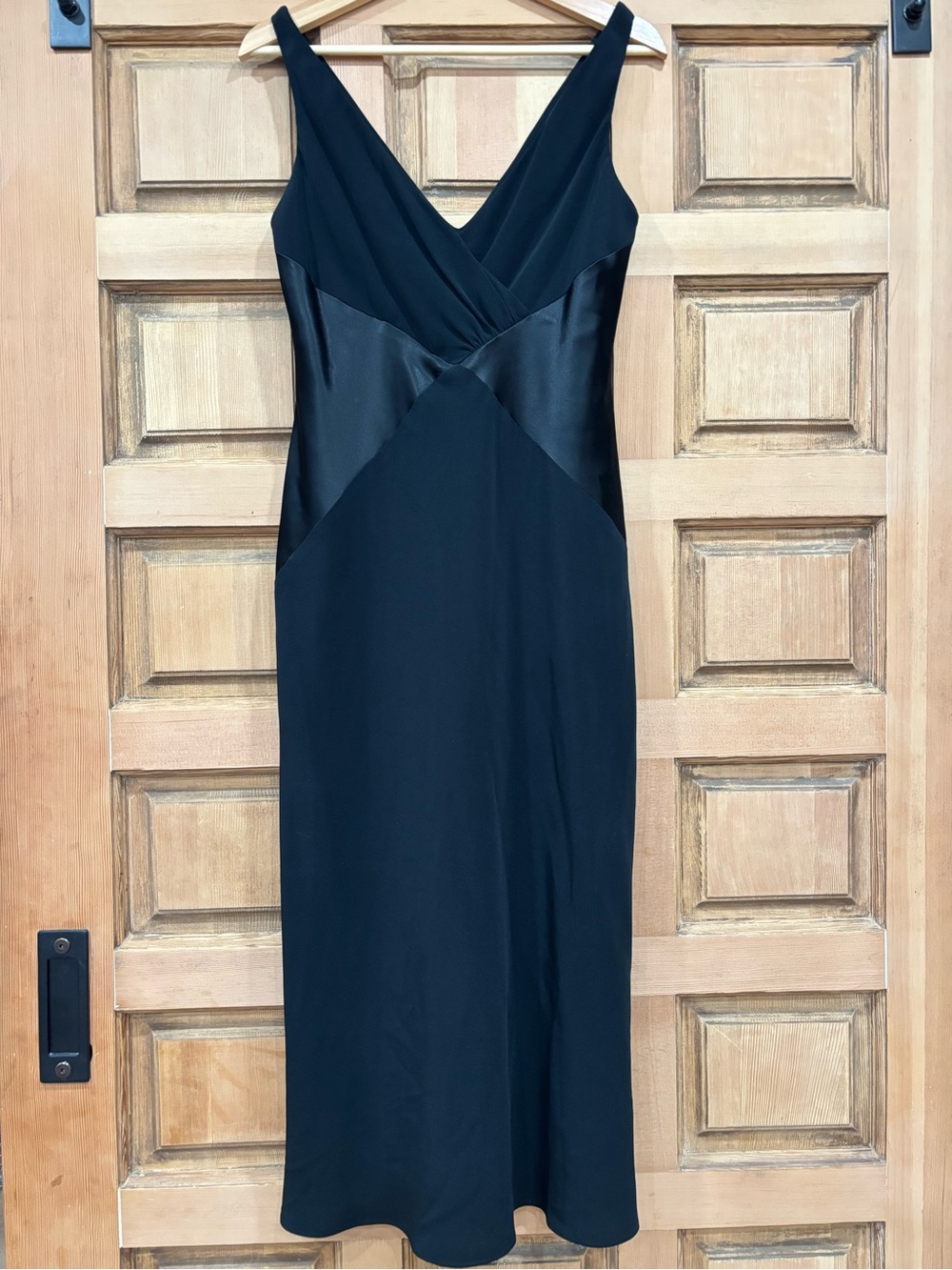 Jones New York Black Satin-Panel Midi Dress